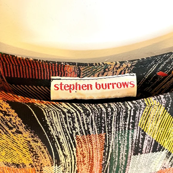 Stephen Burrows Vintage Multicolor Chiffon Shift Dress Short Sleeve Rare 70s, 8 - Picture 7 of 17